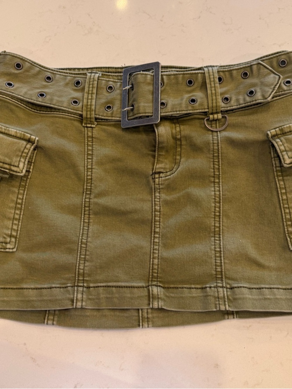 Y2K Vintage Urban Outfitters Olive Green Mini Skirt with Belt